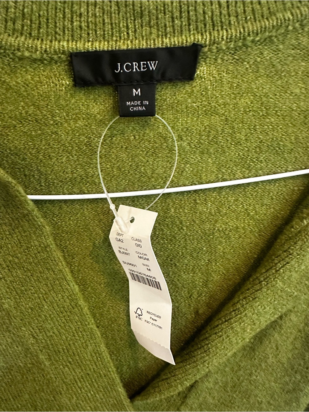 J. Crew Olive Green V-Neck Polo-Collar Sweater - Picture 2 of 4